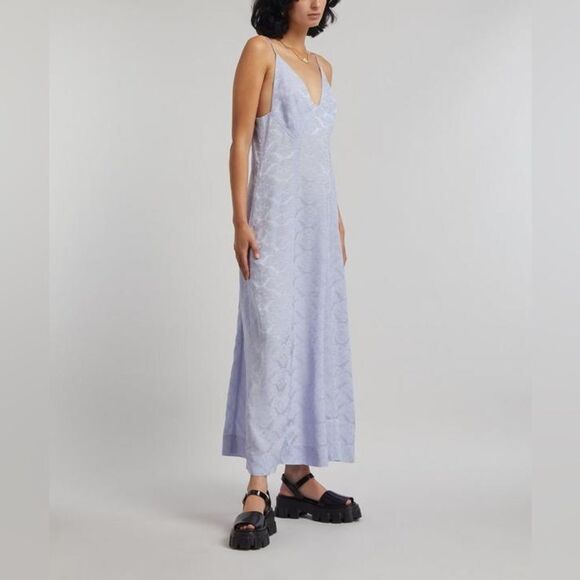 NEW GANNI Jacquard Midi Slip Dress in “Cosmic Sky” lavender - Picture 5 of 15